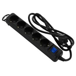 Мережевий фільтр 2E 5XSchuko з вимикачем 3м Black (2E-U05ESM3B)