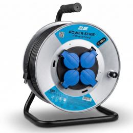 Мережевий фільтр 2E REEL 40м, 4xТипF, 16A, чорно-синій (2E-CR4325IP44M40)