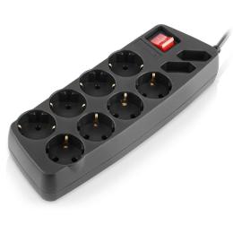 Мережевий фільтр Real-EL RS-10 Protect 10 розеток 1.8 м Black, 10А, до 2.3 кВт, виключатель, заземление (EL122300038)