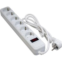 Мережевий фільтр Patron Patron, 6 розеток, 1.8 м, White, 10А, до 2.2 кВт, виключатель, заземление, 3x1 мм² (SP-1062W) (EXT-PN-SP-1062W)