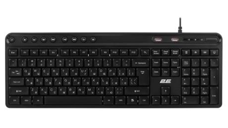 Клавіатура 2E KS1100 104key 2xUSB HUB EN/UK Black (2E-KS1100UB_UA)