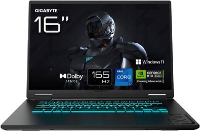 Ноутбук GIGABYTE 16 Gaming A16 CTHI3DE894SH 1920x1200 IPS 165Hz/Intel Core i7-13620H/16GB/1TB/RTX 5050/W11H/Black Steel (CTHI3DE894SH) U1