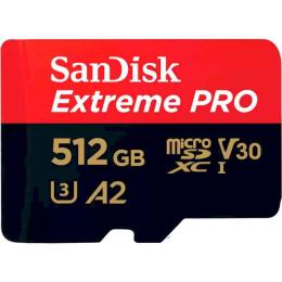 Карта пам'яті Sandisk 512GB microSDXC C10 UHS-I U3 R200/W140MB/s Extreme Pro V30 + SD (SDSQXCD-512G-GN6MA)