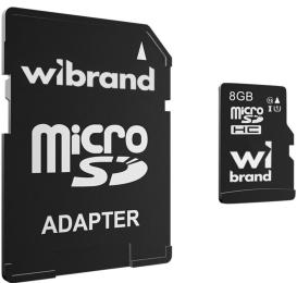 Карта пам'яті Wibrand microSDHC 8Gb class 10 (adapter SD) (WICDHC10/8GB-A)