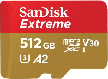 Карта пам'яті Sandisk 512GB microSD C10 UHS-I U3 R190/W130MB/s Extreme V30 + SD (SDSQXAV-512G-GN6MA)