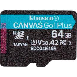 Карта пам'яті Kingston microSD 64GB C10 UHS-I U3 A2 V30 R200MB/s (SDCG4/64GBSP)