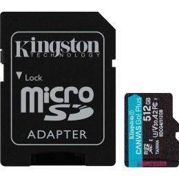 Карта пам'яті Kingston microSD 512GB C10 UHS-I U3 A2 V30 R200/W160MB/s + SD (SDCG4/512GB)