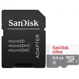 Карта пам'яті Sandisk 64GB microSDXC C10 UHS-I R100MB/s Ultra + SD (SDSQUNR-064G-GN3MA)