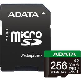 Карта пам'яті Adata microSDXC (UHS-1 U3) A-DATA SPEED PLUS 256Gb Class 10 V30 A2 (R-180Mb/s W160Mb/s) (adapter SD) (UD256GUI3V30A2SP-RA1)