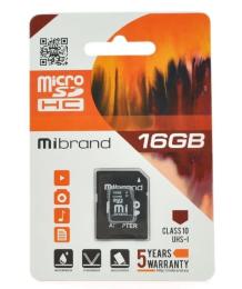 Карта пам'яті Mibrand microSDHC Class 10 UHS-I, 16GB (microSDHC-Mb / 16)