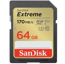 Карта пам'яті Sandisk 64GB SD C10 UHS-I U3 R170/W80MB/s Extreme V30 (SDSDXV2-064G-GNCIN)