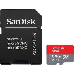 Карта пам'яті Sandisk 64Gb microSDXC (UHS-1) Ultra class 10 A1 (140Mb/s) (adapter SD) (SDSQUAB-064G-GN6IA)