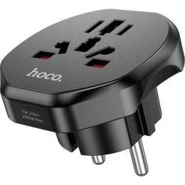 Перехідник 220В HOCO AC6 Black (6931474791511)