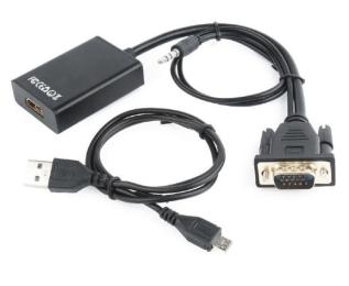 Перехідник Cablexpert VGA-HDMI, со звуком, 0.15м, черний (A-VGA-HDMI-01)