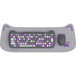 Комплект (Клавіатура та миша) Canyon HSET-W6 EN Kitty Edition AAA+АА Wireless Violet (CNS-HSETW6VT)