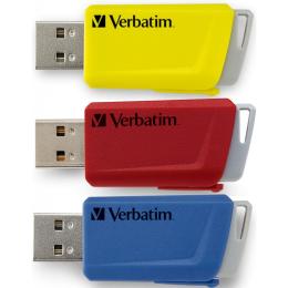 Флеш-накопичувач Verbatim USB флеш накопичувач 3x16GB Store 'n' Click Red/Blue/Yellow USB 3.2 (49306)