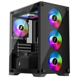 Корпус 1stPlayer X2-M-BK-4F1 Black без БП (X2-M-BK-4F1)