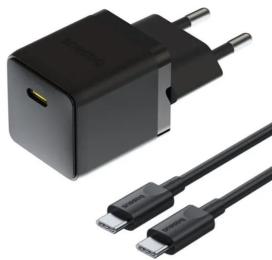 Зарядний пристрій Baseus Palm Fast Charger 20W (Type-C) + Кабель Type-C to Type-C 60W (1m) black (P10111602113-01)