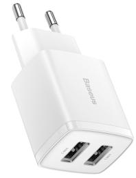 Зарядний пристрій Baseus Compact 10,5W (2 USB) white (CCXJ010202)