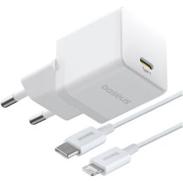Зарядний пристрій Baseus Palm Fast Charger 20W (Type-C) + Кабель Type-C to Lightning 20W (1m) white (E0116400)