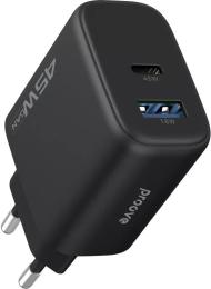 Зарядний пристрій Proove Silicone Power 2 45W (Type-C+USB) black (WCSP24110001)