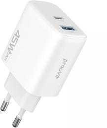 Зарядний пристрій Proove Silicone Power 2 45W (Type-C+USB) white (WCSP24110002)