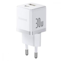 Зарядний пристрій Baseus Palm Fast Charger 30W (Type-C + USB) 30W + Кабель Type-C to Type-C 60W (1m) white (P1011160A213-01)