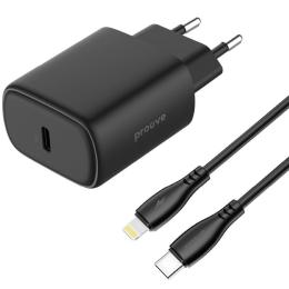Зарядний пристрій Proove Silicone Power 2 20W (Type-C) + Cable Type-C to Lightning (1m) black (WCSP22010001)