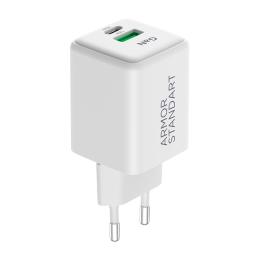 Зарядний пристрій Armorstandart AR371 30W GaN Type-C + USB-A White (ARM77549)