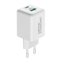 Зарядний пристрій Armorstandart AR372 45W GaN Type-C + USB-A White (ARM77550)