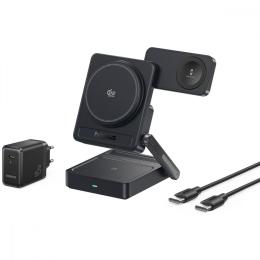 Зарядний пристрій Baseus PicoGo AF21 3-in-1 Qi2.2 35W (With cable Type-C to Type-C 1m + Power Adapter 45W) black (E0205401)
