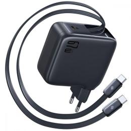 Зарядний пристрій Baseus EnerCore CJ21 Fast Charger with Dual Retractable Cables 67W (3 Type-C) black (E0121D00)