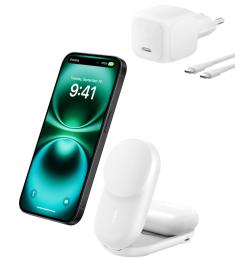 Зарядний пристрій Belkin UltraCharge 2-in-1 Foldable Magnetic Charging 25Вт, білий (WIZ039KQWH)