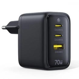 Зарядний пристрій Baseus EnerFill FE22 70W (2*Type-C+USB) black (E0123500)