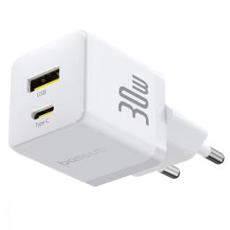Зарядний пристрій Baseus Palm Fast Charger Type-C+USB 30W white (P1011160A213-00)