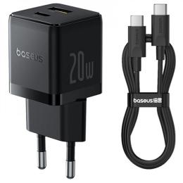 Зарядний пристрій Baseus Palm Fast Charger 20W (Type-C + USB) 20W + Кабель Type-C to Type-C 60W (1m) black (P10111608113-01)