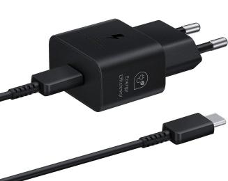 Зарядний пристрій Samsung 25Вт USB-С, кабель USB-C > USB-C, 1м, чорний (EP-T2510XBEGEU)