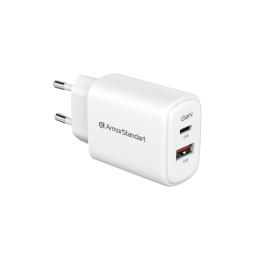 Зарядний пристрій ArmorStandart AR-T252WEU 25W GaN USB-C+ USB-A White (ARM89532)