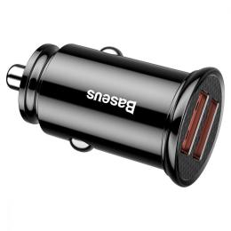 Автомобільний зарядний пристрій Baseus Circular Plastic QC 3.0 30W 2USB black (CCALL-YD01)