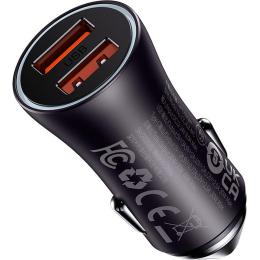 Автомобільний зарядний пристрій Baseus Golden Contactor Max Dual 60W USB + USB dark gray (CGJM000013)