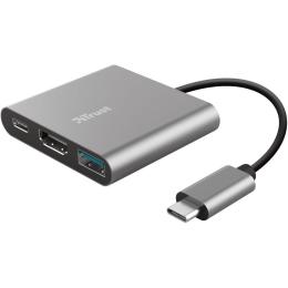 USB-Хаб Trust USB-хаб Dalyx 3-in-1 Multiport USB-C Adapter ALUMINIUM (23772_TRUST)