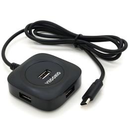 USB-Хаб Veggieg V-C240 Type-C, 4 порта USB 2.0, 20 см, Black, Box (YT-TC-V-C240)