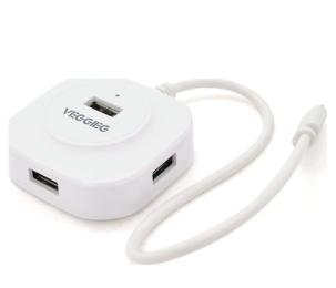 USB-Хаб Veggieg V-C242 Type-C, 4 порта USB 2.0, 20 см, White, Box (YT-TC-V-C242)