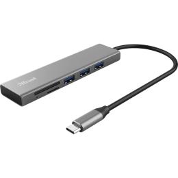 USB-Хаб Trust USB-хаб HALYX FAST 3USB+CARD READER USB-C ALUMINIUM (24191_TRUST)