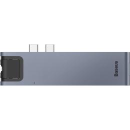 USB-Хаб Baseus USB Type-C 7-in-one smart Grey (CAHUB-L0G)
