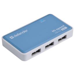 USB-Хаб Defender USB Hub Quadro Power 4-port USB2.0 активний, синьо-білий (83503)