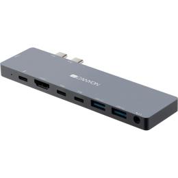USB-Хаб Canyon DS-8 Multiport Docking Station with 8 port, 1*Type C PD100W+2*Type C data+2*HDMI+2*USB3.0+1*A (CNS-TDS08DG)
