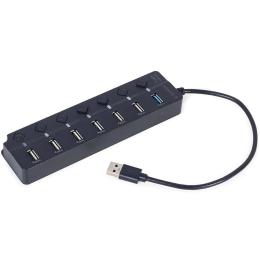 USB-Хаб Gembird 7 портiв (6хUSB2.0+1хUSB3.0) UHB-U3P1U2P6P-01, пластик, чорний (UHB-U3P1U2P6P-01)