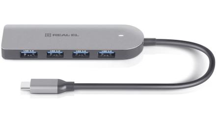 USB-Хаб Real-EL CQ-415 Space Grey UAH (EL123110001)
