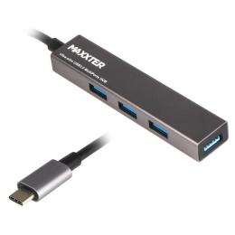 USB-Хаб Maxxter USB 3.0 Type-C HU3С-4P-02 на 4 порти, метал, темно-сірий (HU3С-4P-02)